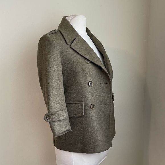 Gryphon New York Olive Shrunken Wool Pea Coat Double Breasted Size XS - Picture 5 of 12